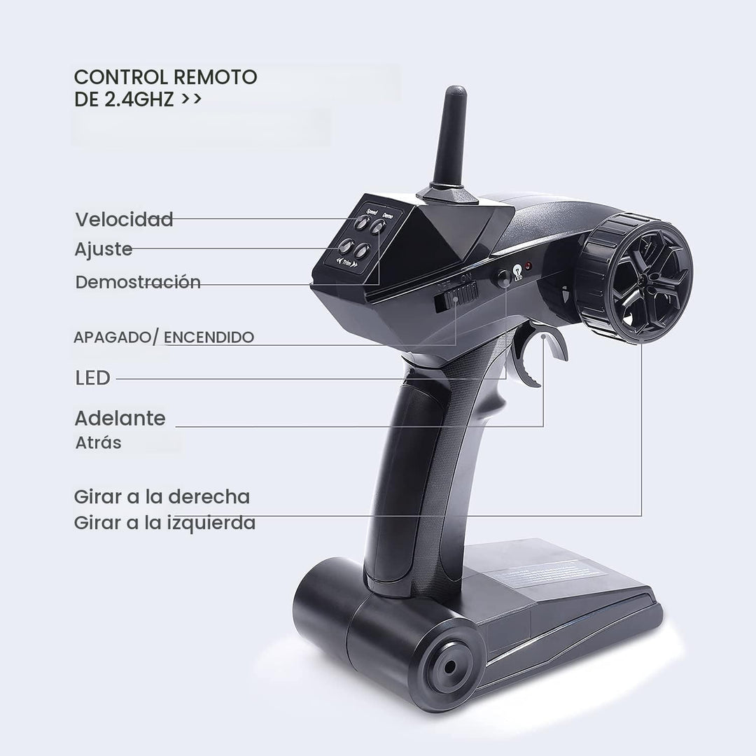 DEERC Barco RC con luz LED, más de 30 minutos, barco de control rem...