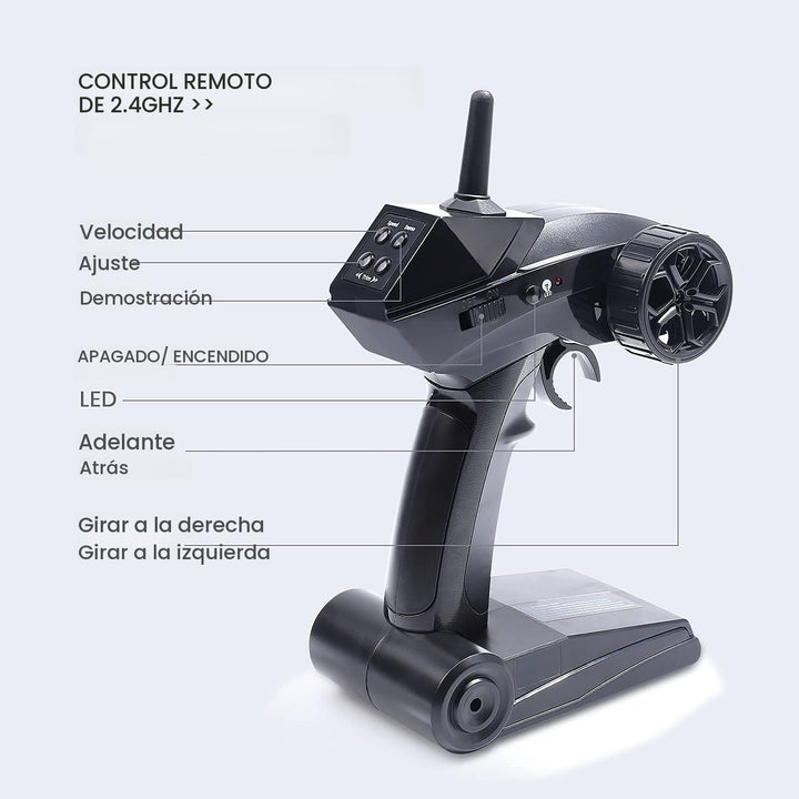 DEERC Barco RC con luz LED, más de 30 minutos, barco de control rem...