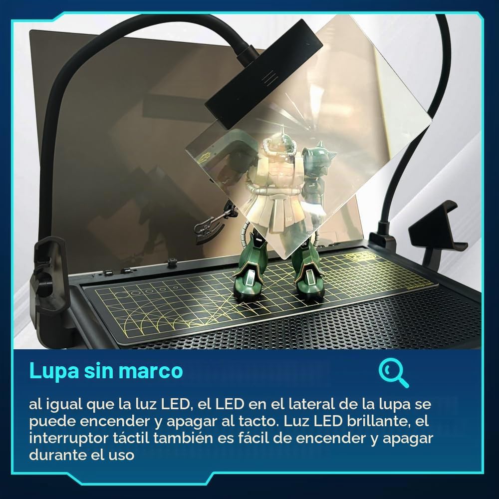 Banco de Trabajo Portátil para Corte y Banco de Trabajo de Ensamblaje con Cajón, Kit de Herramientas de Modelo para Construcción, Kit de Herramientas de Modelo con Luces LED, para Trabajo de Alta