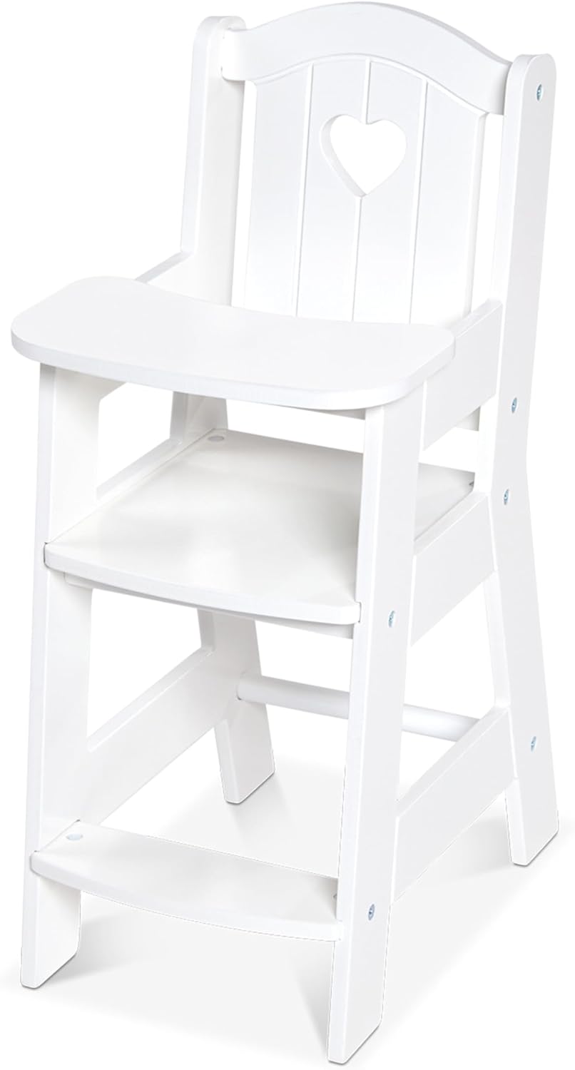 Melissa & Doug Silla alta de juguete para juego de imitación con accesorios para muñeca bebé