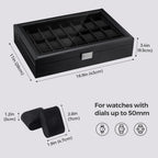 ProCase Caja de reloj para hombre, vitrina de 24 ranuras con tapa de vidrio