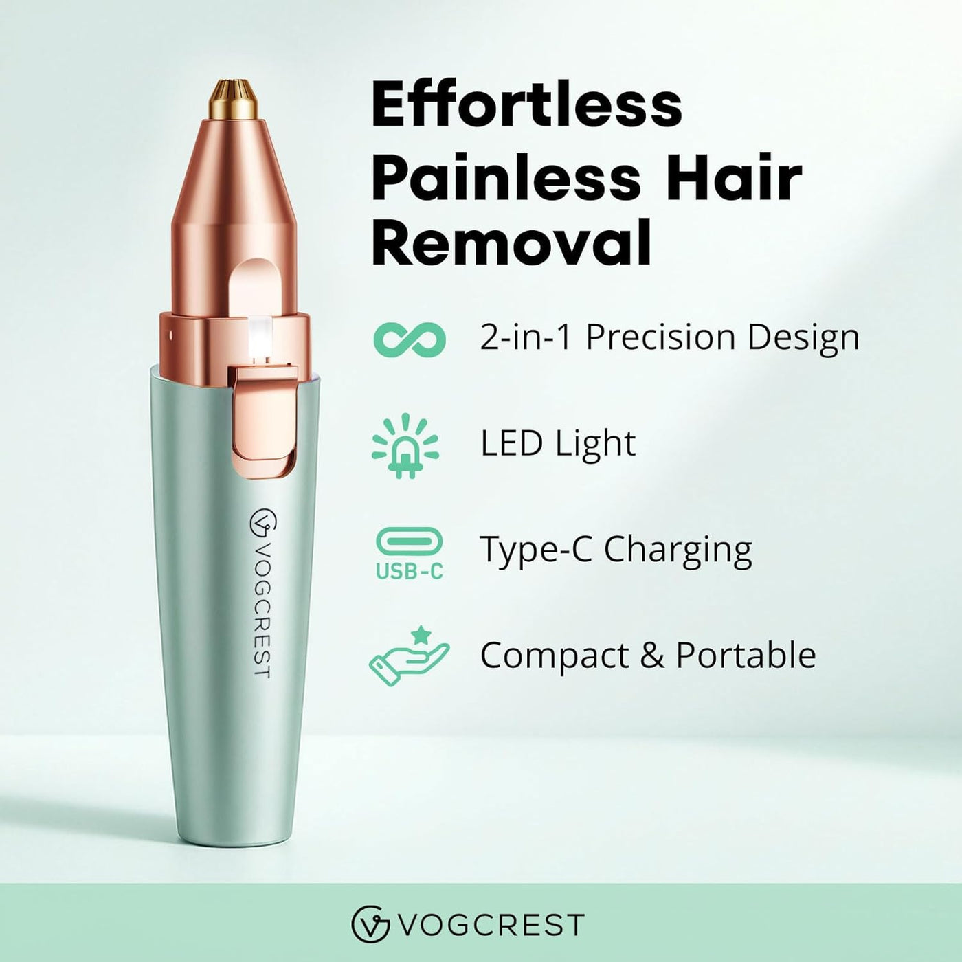 VG VOGCREST Afeitadora Eléctrica para Cejas y Rostro: 2 en 1 Recarg...
