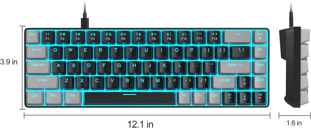 MageGee MK-Box - Teclado mecánico portátil 60% para juegos, retroil...