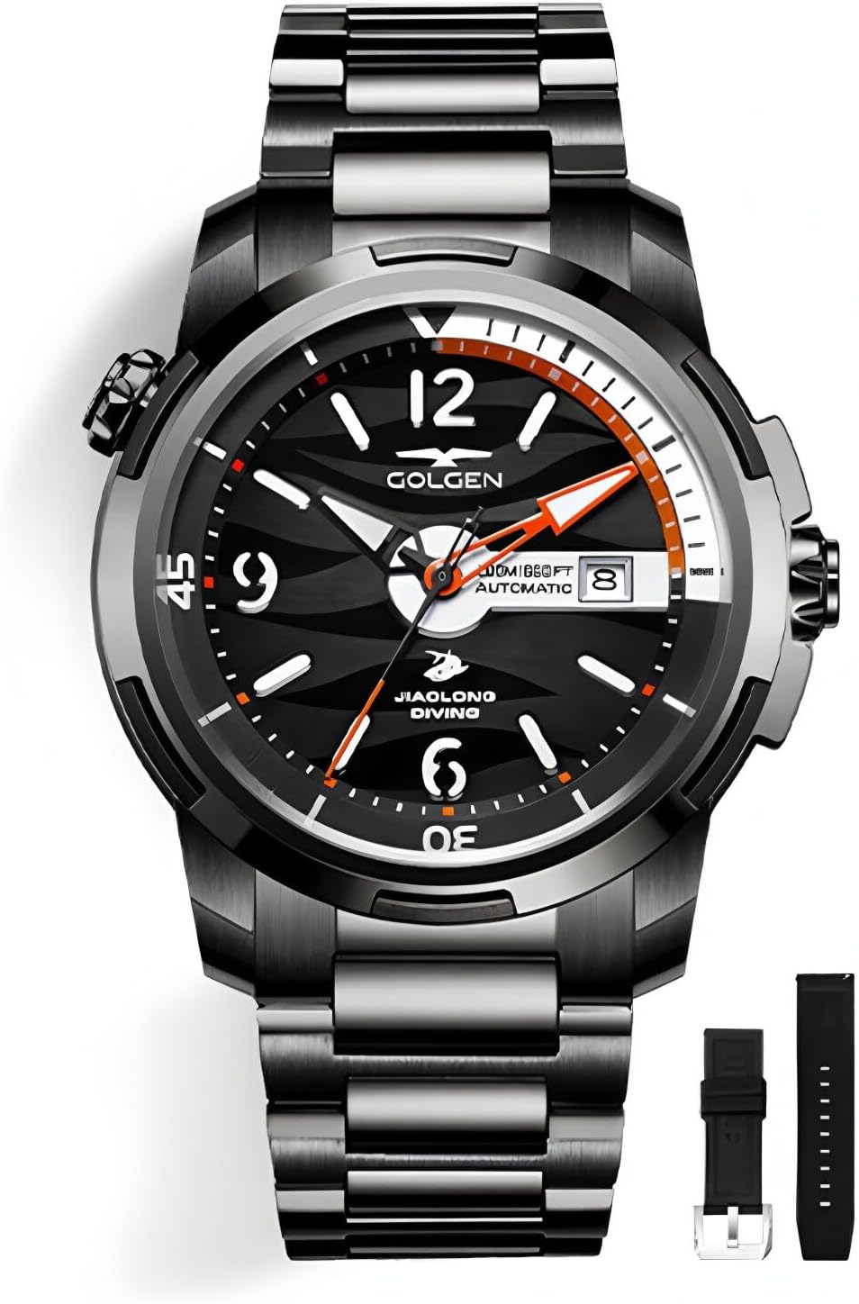 200M - Reloj de pulsera impermeable para hombre, reloj suizo luminoso de cristal de zafiro sintético con movimiento de alta frecuencia importado y acero inoxidable 316L, reloj de visualización