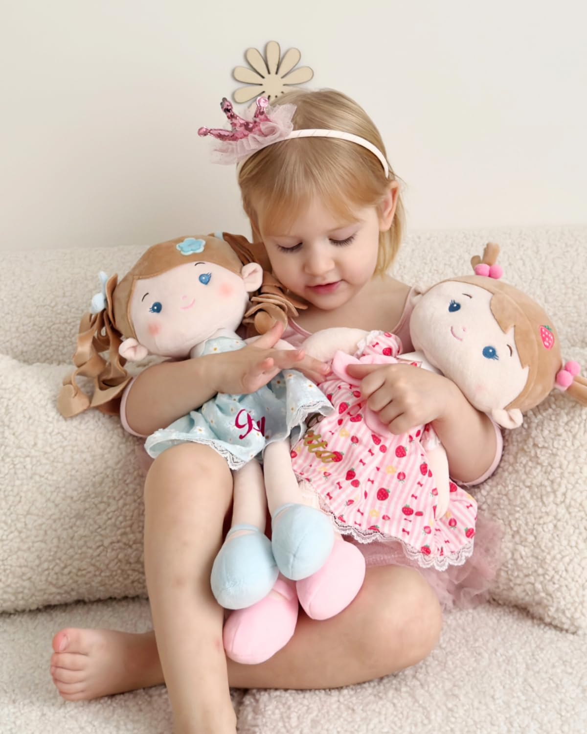 LeyaDoll Muñeca de felpa suave de 16 pulgadas, primera muñeca de trapo, Melia Girl-azul