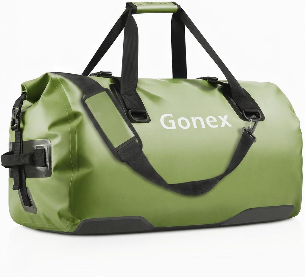 Gonex Bolsa de lona impermeable extra grande de 40 L, 60 L, 80 L, bolsa de lona seca de viaje, bolsa resistente con correas y asas duraderas para kayak, paddleboarding, navegación, rafting, pesca
