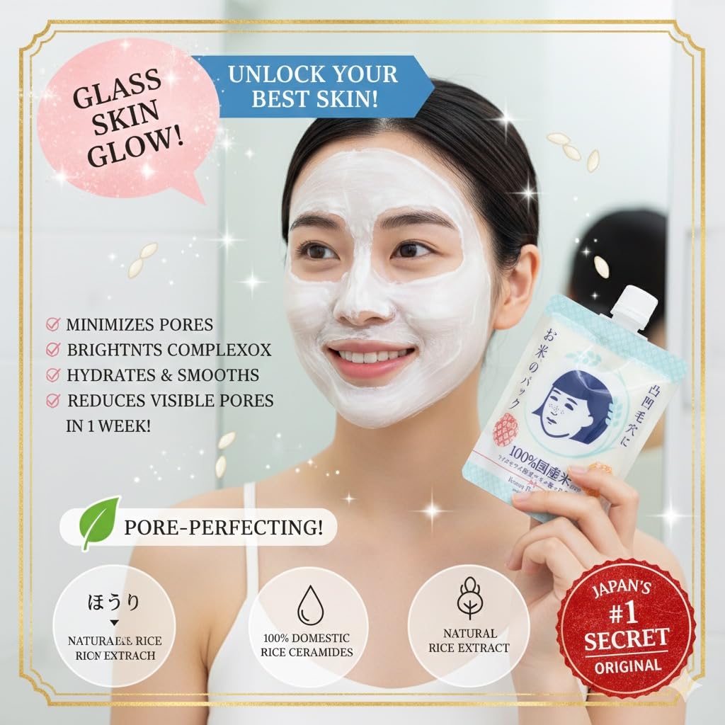Keana Mascarilla facial de arroz japonés, mascarilla hidratante par...