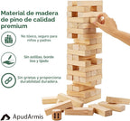 ApudArmis 60 piezas de torre de caída, juego de apilamiento de madera de