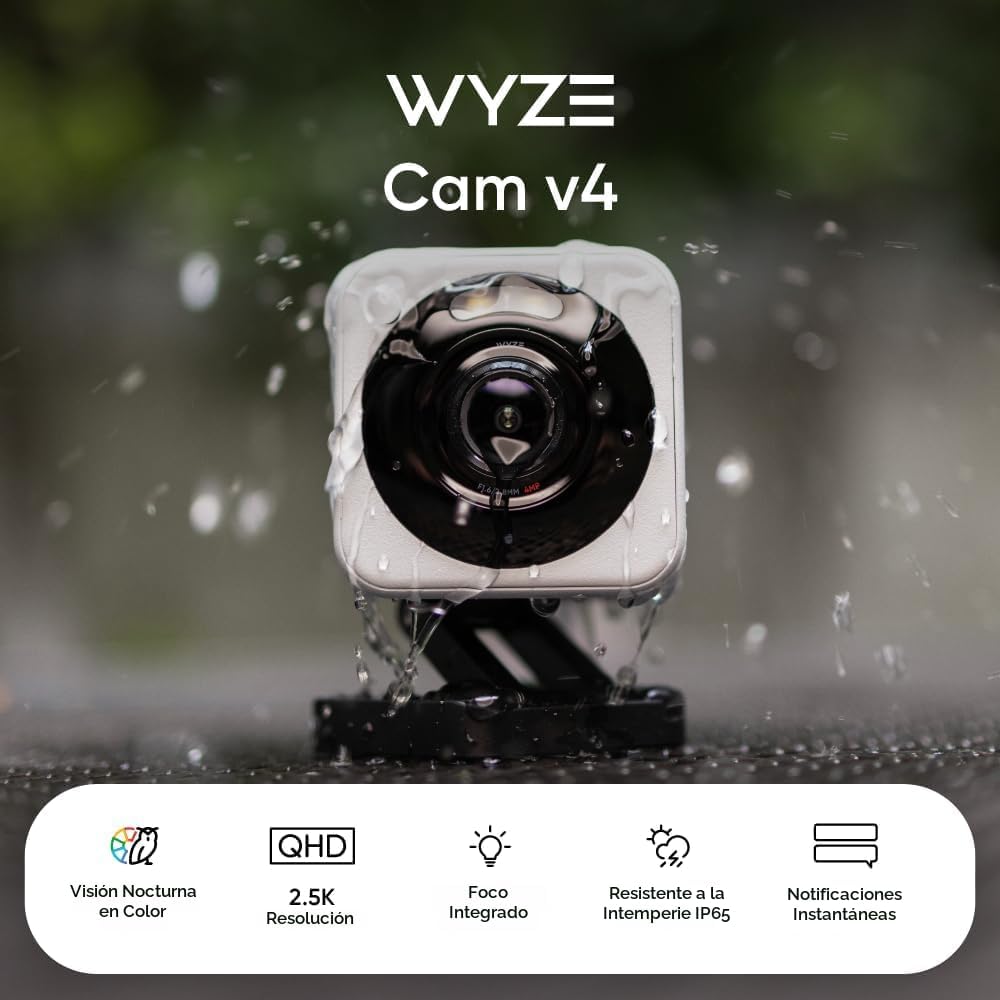 WYZE Cam v4 (Modelo más reciente), Cámara de seguridad AI de 2.5K,...