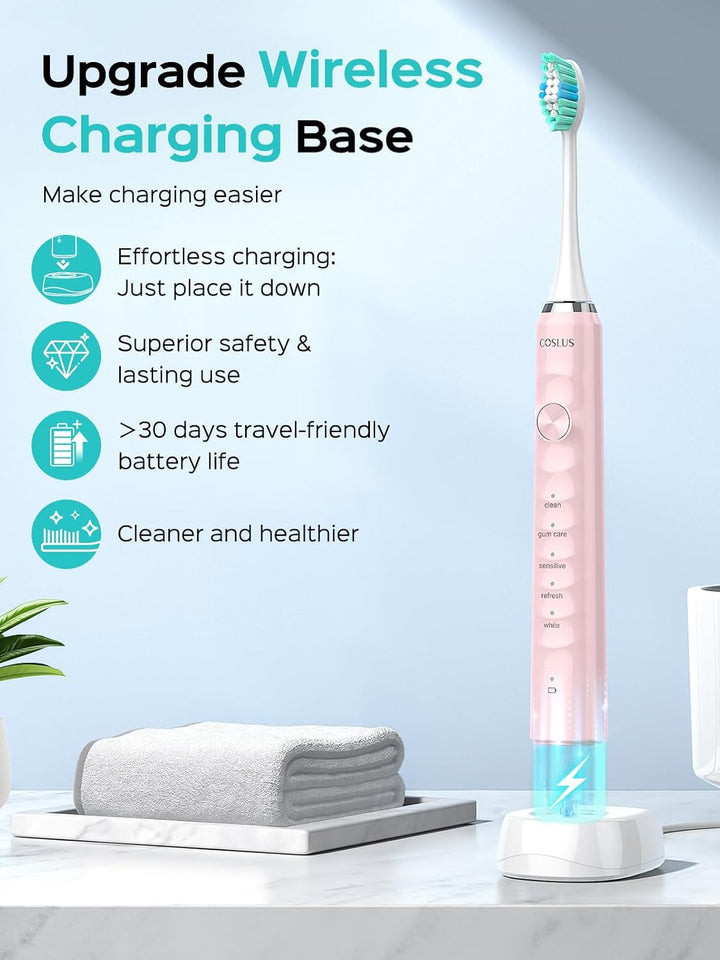 Cepillo de dientes eléctrico sónico COSLUS C40 para adultos, 47000V...
