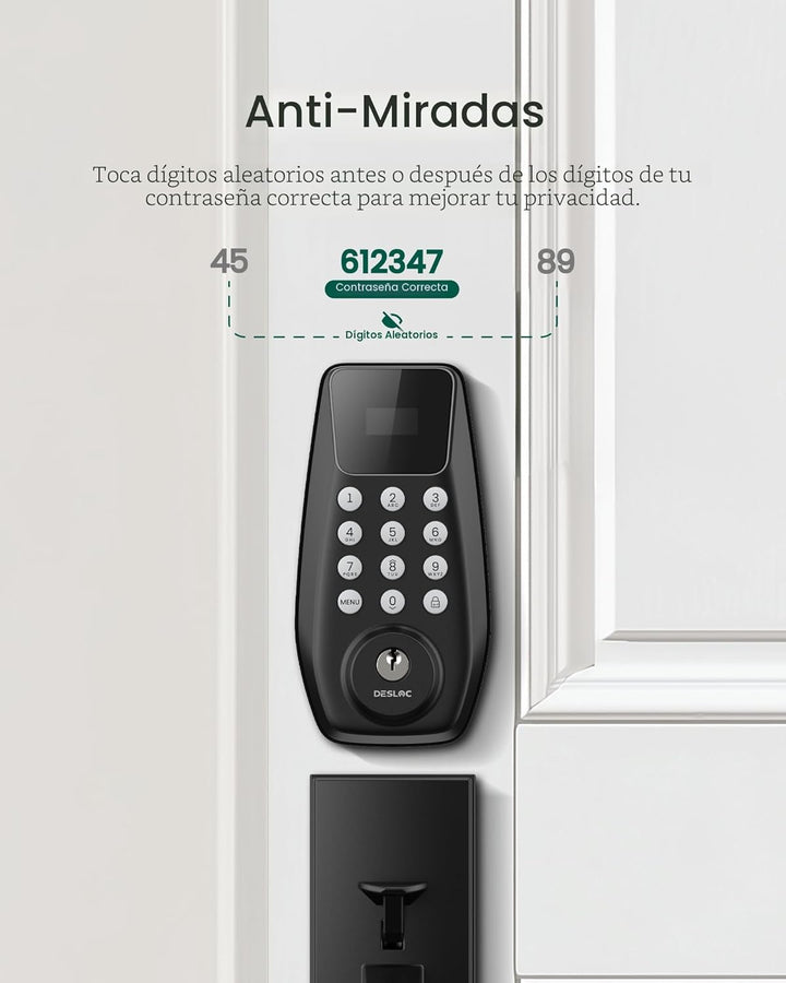 DESLOC Cerradura de puerta de entrada sin llave C100 con pantalla v...