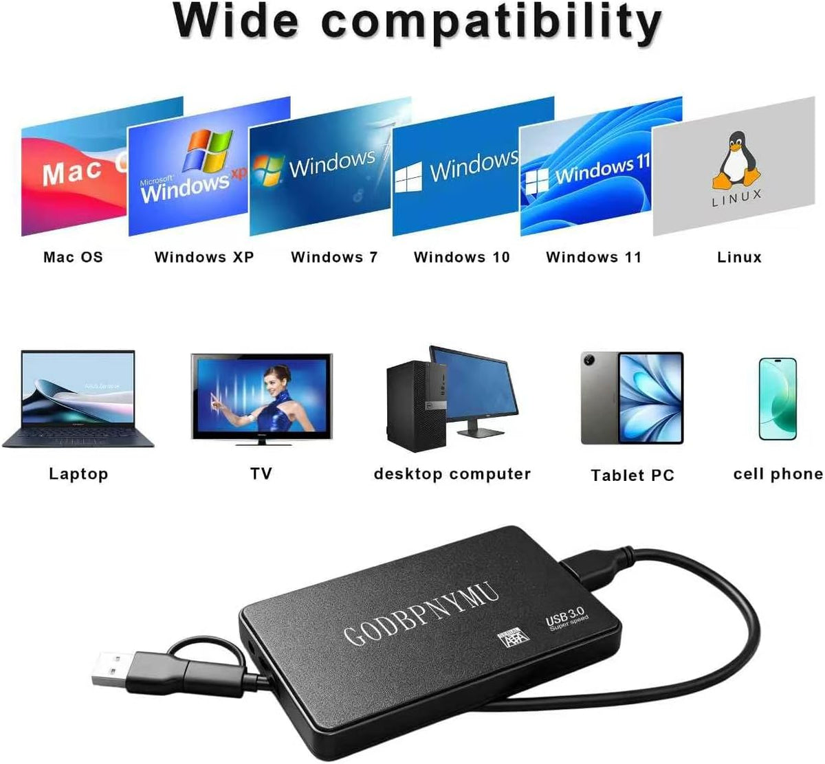 GODBPNYMU Disco duro externo de 500 GB, disco duro externo portátil...