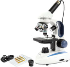 AmScope Microscopio monocular compuesto inalámbrico digital M158C-2L-E1, oculares WF10x y WF25x, aumento de 40x-1000x, iluminación LED superior e inferior con reóstato, Brightfield, condensador de una