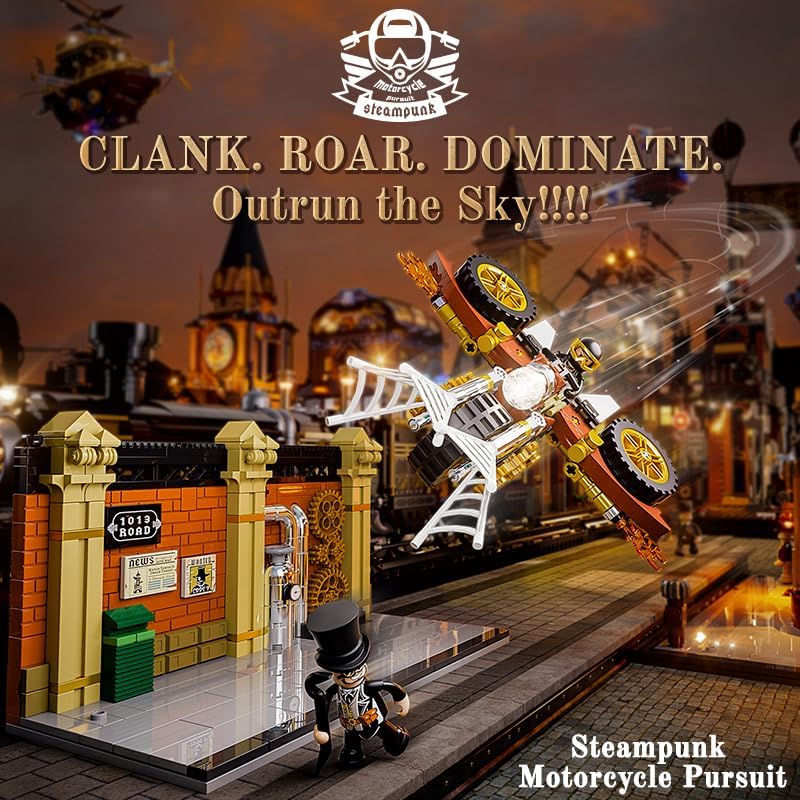 FUNWHOLE Steampunk - Juego de ladrillos de construcción de