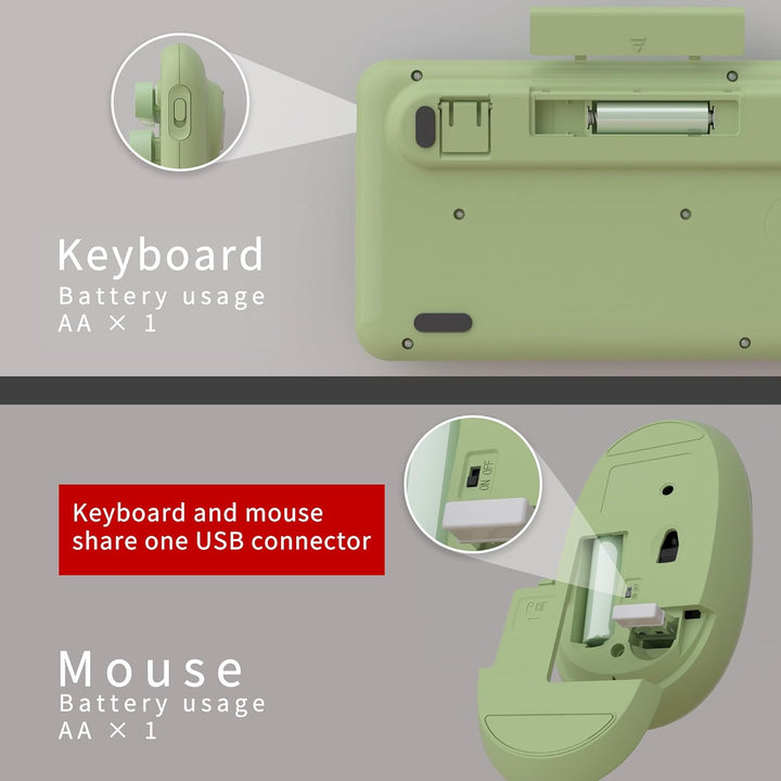 UBOTIE Teclado inalámbrico colorido para computadora y mouse óptico...