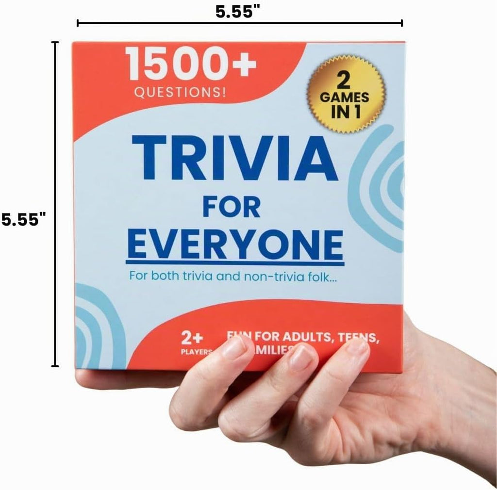 Trivia for Everyone - Juego de trivia para adultos y adolescentes, más de 1500 preguntas y 2 niveles de dificultad - Divertido juego de cartas familiar para noches de juegos, fiestas