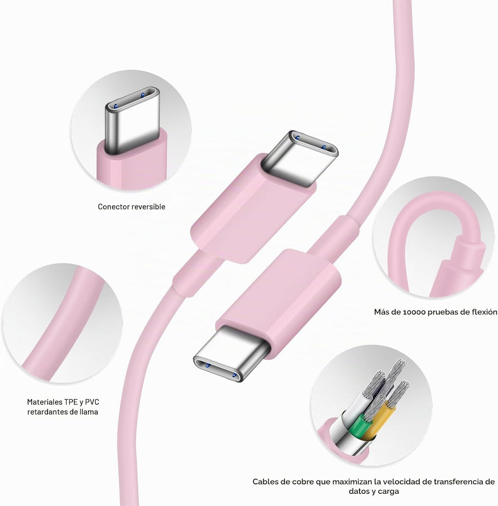 Cargador de carga rápida para iPhone 17, 16, 15, paquete de 2+2 cargadores de pared USB C de 20 W con cable de carga rápida de 6 pies compatible con iPhone 17/17 Air/17 Pro/17 Pro Max/iPhone 16/15