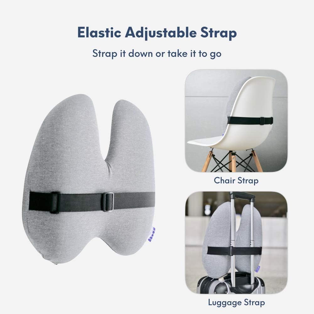 C CUSHION LAB Almohada Lumbar Extra Densa - Respaldo Firme Ergonómico Patentado de Múltiples Regiones para Alivio del Dolor Lumbar - Cojín de Apoyo Lumbar con Correa para Silla de Oficina, Coche, Sofá