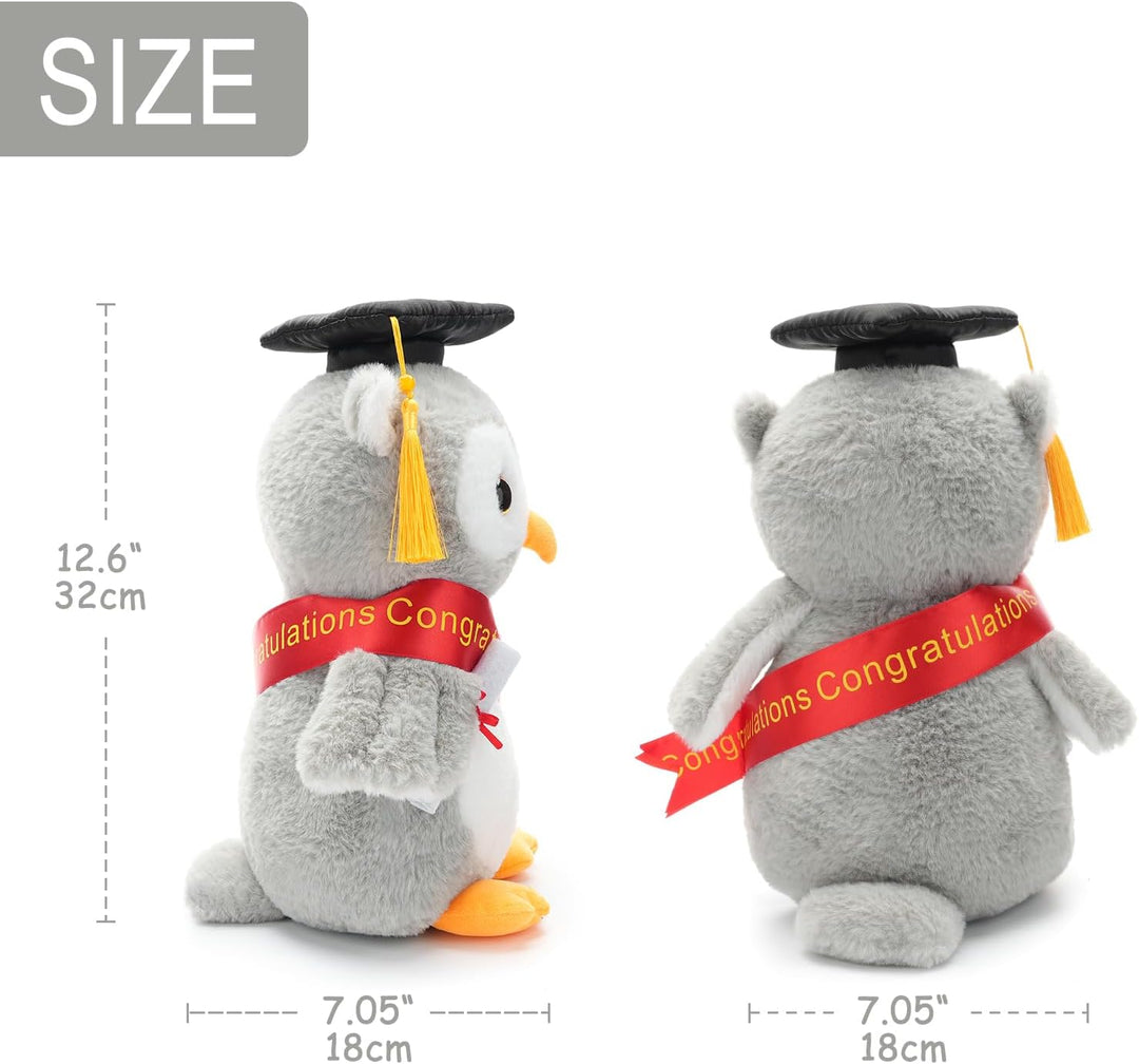 WEIGEDU Juguete de peluche de búho de graduación con birrete doctor...