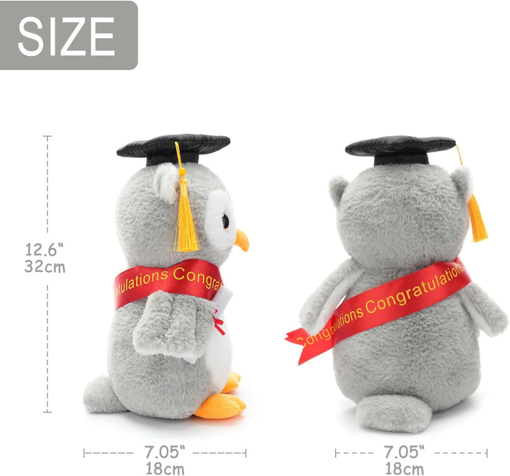 WEIGEDU Juguete de peluche de búho de graduación con birrete doctor...