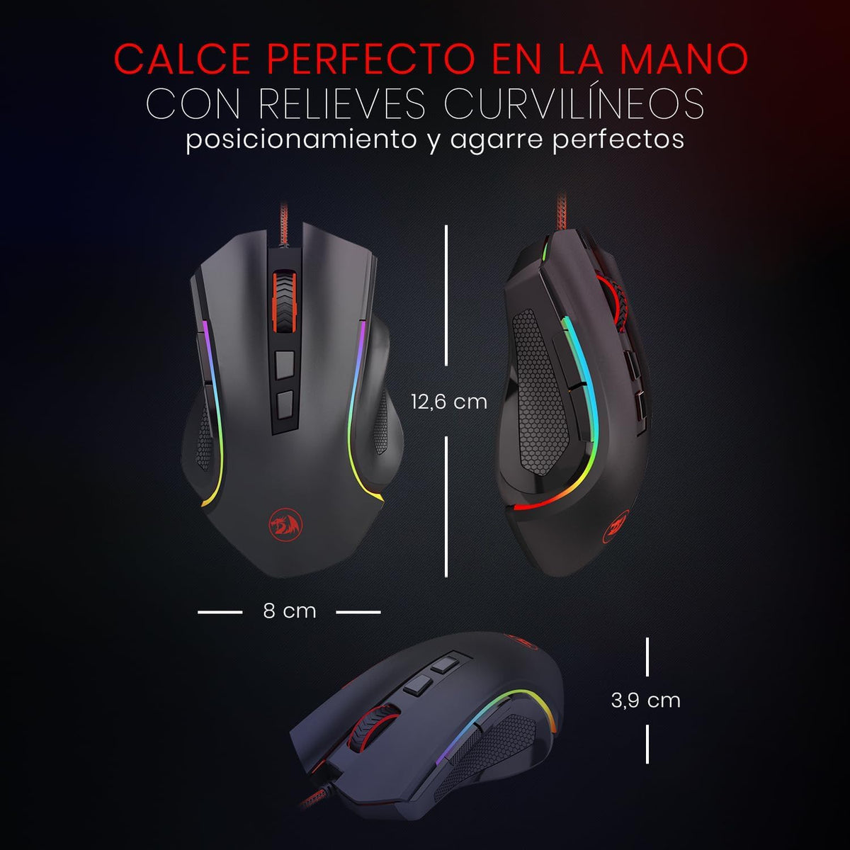 Redragon M602 Mouse para juegos, mouse ergonómico RGB para juegos c...