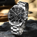 OLEVS Reloj para hombre impermeable de acero inoxidable, gran esfera, relojes para hombres, regalos