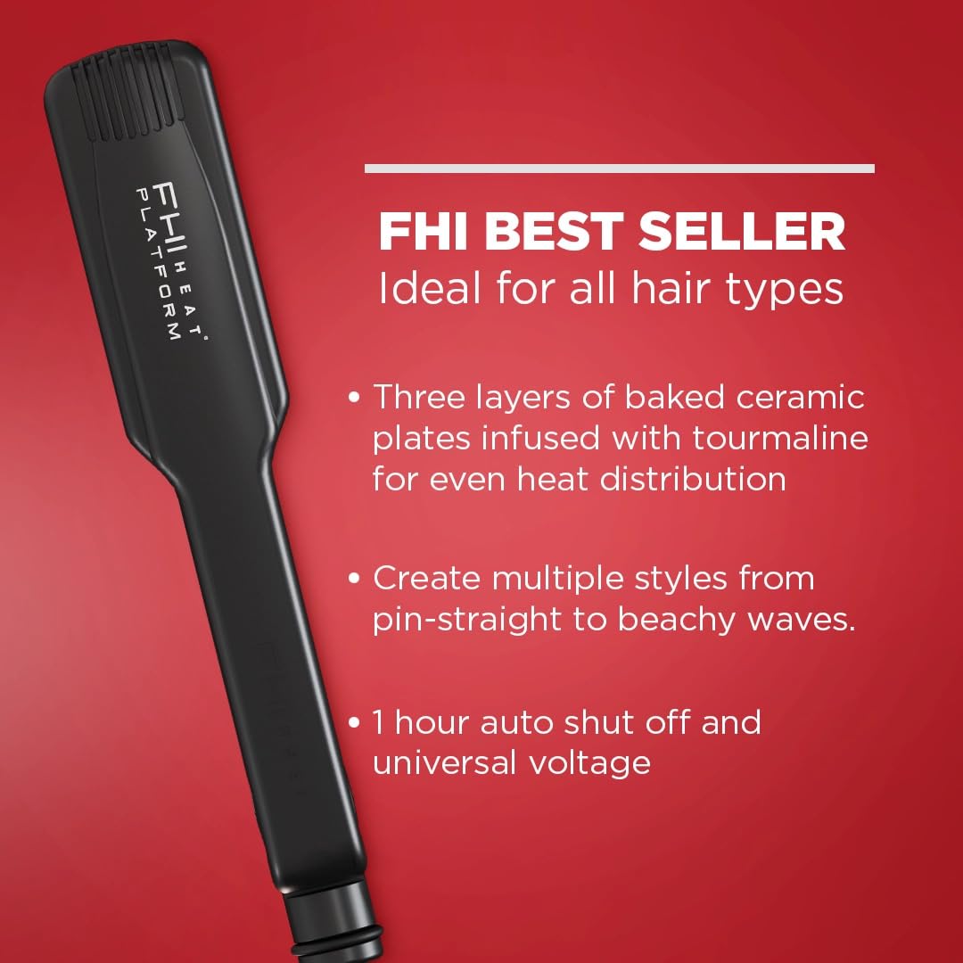 FHI HEAT Plancha de pelo de turmalina Platform Pro Styling para tod...