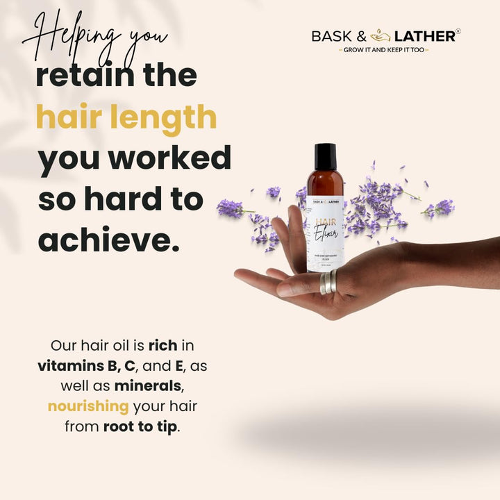 BASK &amp; LATHER Elixir - Aceite fortalecedor del cabello, aceite...