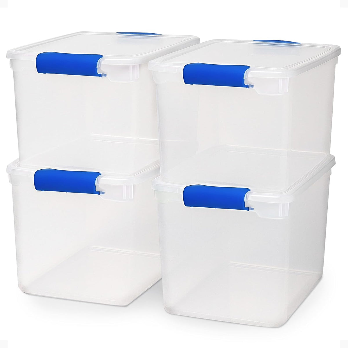 Homz bolsa, Caja de almacenamiento con tapa de plástico, Latching asas, 31 Quart, Claro, apilable, por Homz