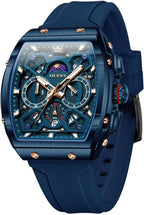 OLEVS Relojes para Hombre Casual Lujo Cara Grande Cronógrafo Multifuncional Relojes de Hombre Correa de Silicona/Nylon Duradera 3 ATM Resistente al Agua Reloj de Hombre Fecha Fase Lunar Reloj
