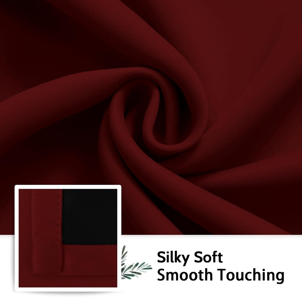 SimpleHome Cortinas opacas 100% color rojo burdeos para oscurecer la sala