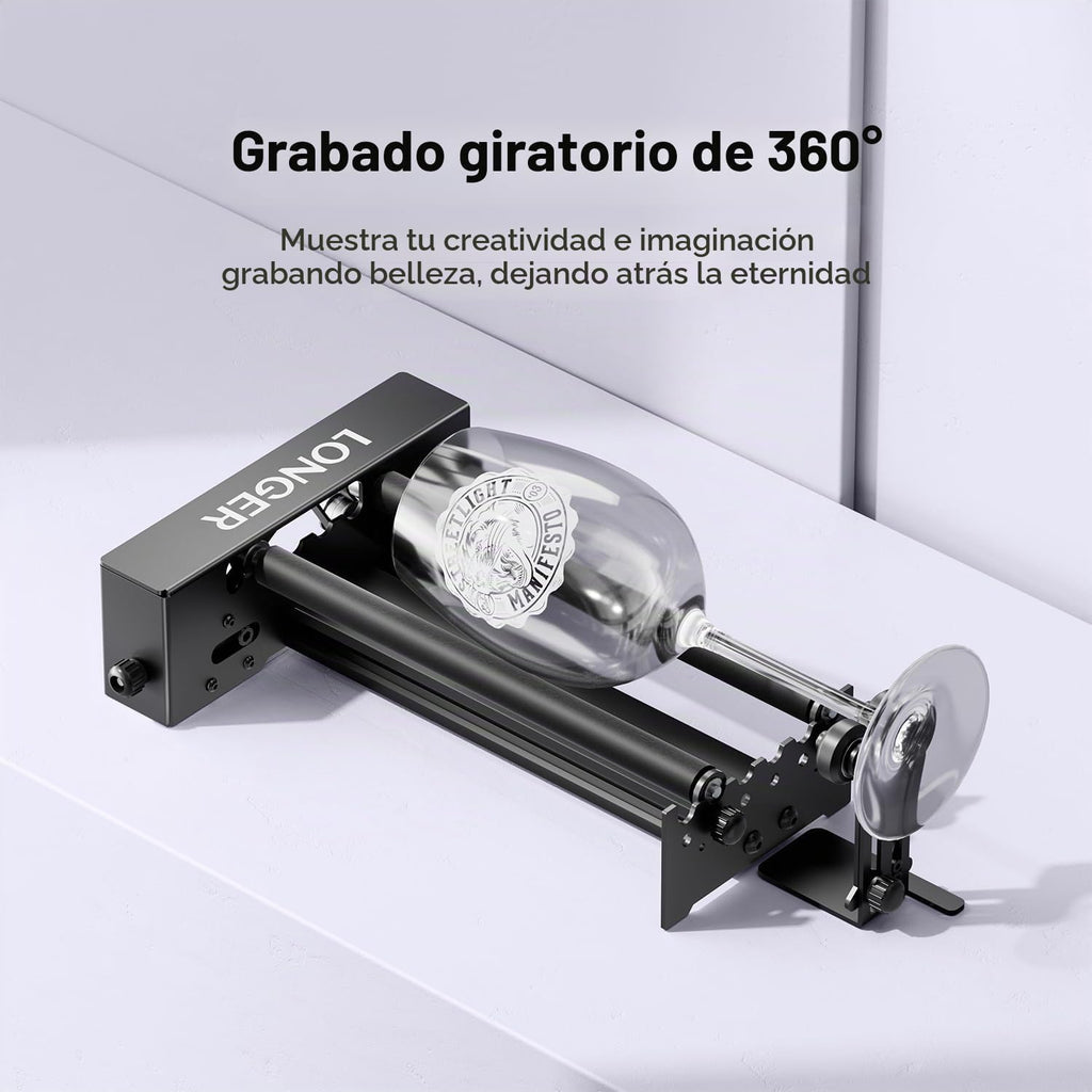 Longer Grabador láser nuevo rodillo rotativo, eje Y rotación de 360°, compatible con otras marcas de grabador, un buen socio para máquinas de grabado láser