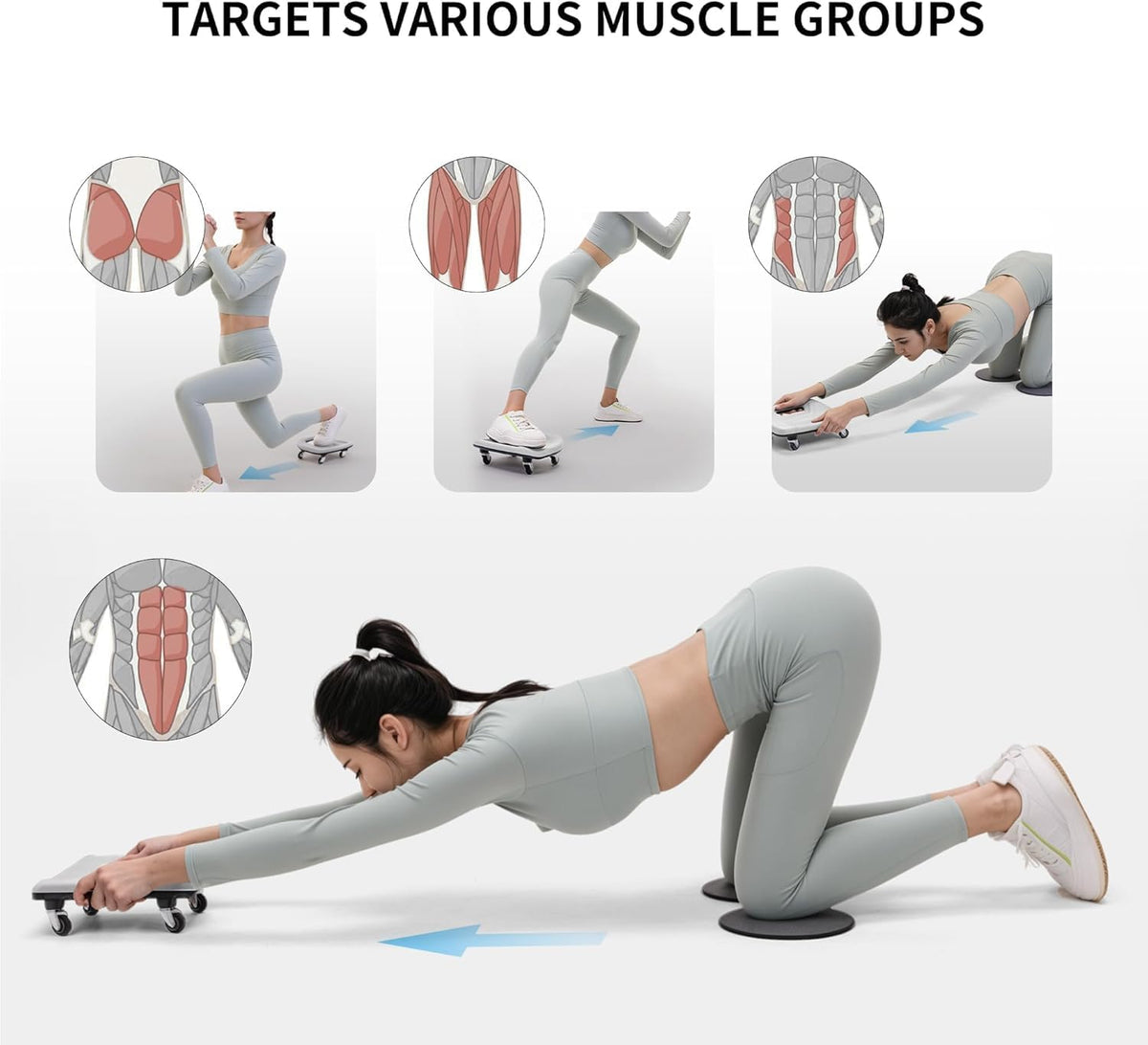 PROIRON Rodillo abdominal con rodilleras para entrenamiento abdominal, rueda multifuncional para entrenamiento abdominal, rodillo abdominal con rodilleras, rueda de ejercicios abdominales, rodillo
