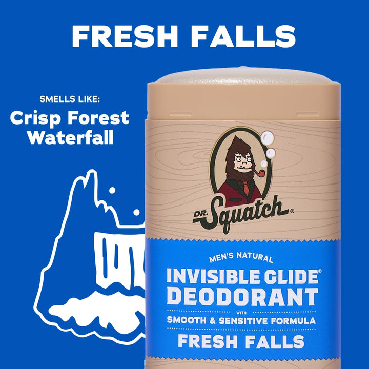 Dr. Squatch Invisible Glide Natural Desodorante para hombre, desliz...