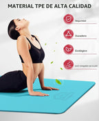 HAPBEAR Tapete de yoga extra grande de 2.835 x 1.890 x 0.236 in (1/4 pulgadas), antideslizante, duradero, grueso y ancho para entrenamientos en casa, yoga, pilates, estiramientos y entrenamientos cardiovasculares
