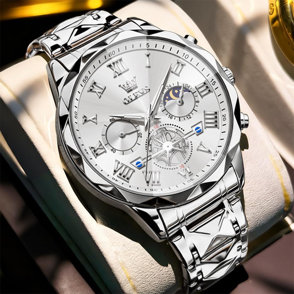 OLEVS Reloj para Hombres Clásico de Negocios en Acero Inoxidable Reloj para Hombre