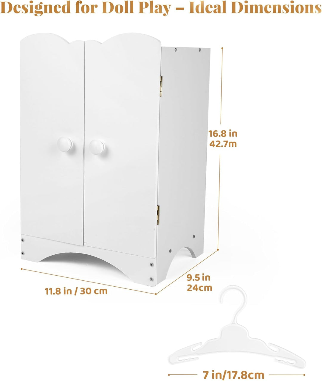 Armario de madera para muñecas de bebé con 10 perchas y estante, ar...