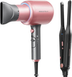 Wavytalk 3/10" lápiz plancha plana oro rosa y soplado secador de pelo ónico oro rosa