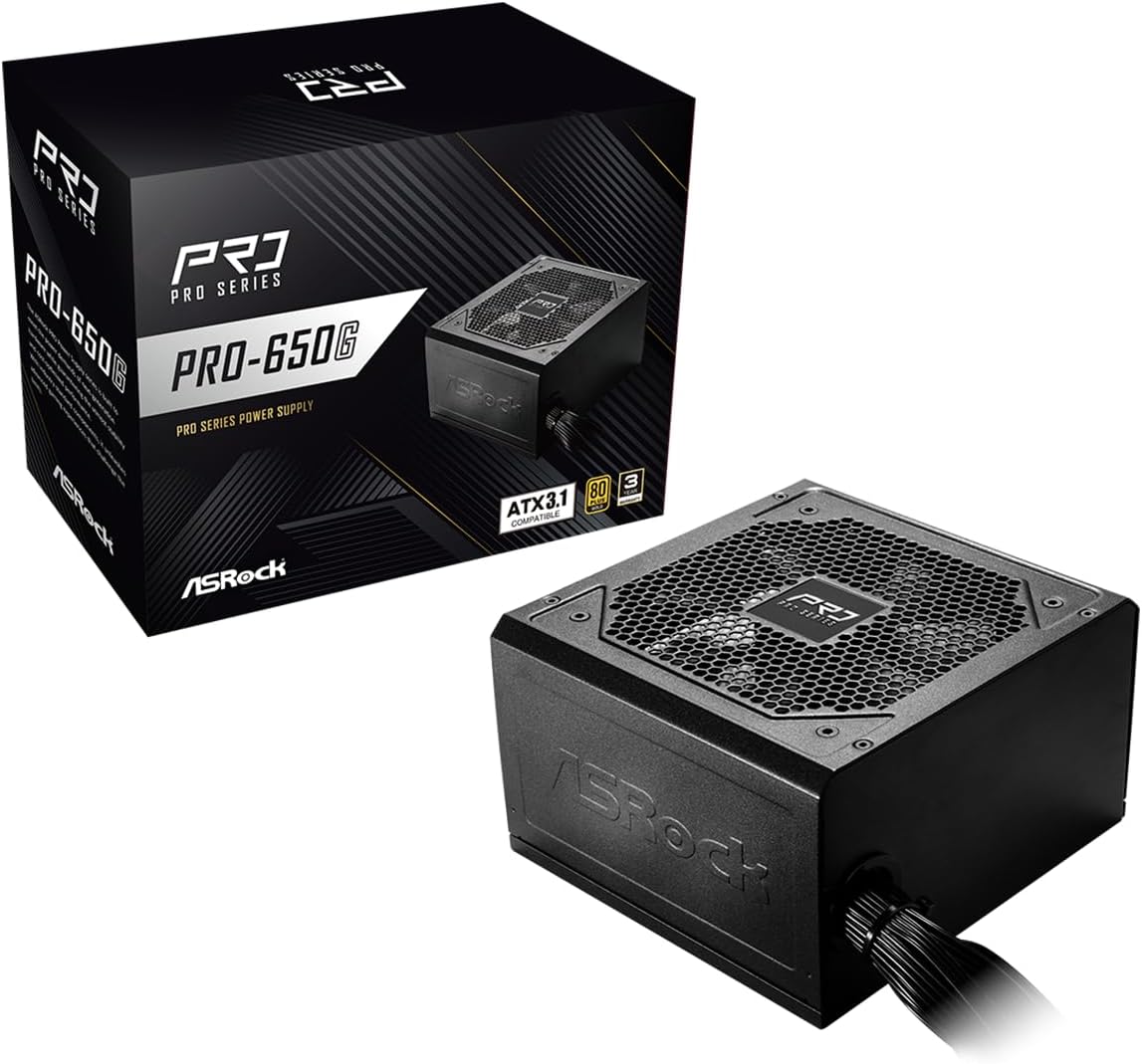 ASRock Fuente de alimentación PRO-650G \u2013 650 W 80 Plus Gold ce...