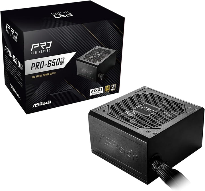 ASRock Fuente de alimentación PRO-650G \u2013 650 W 80 Plus Gold ce...