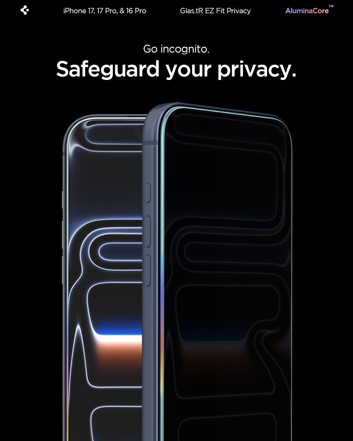 Spigen GlasTR EZ FIT Privacy Screen Protector para iPhone 17 Pro, 17, 16 Pro