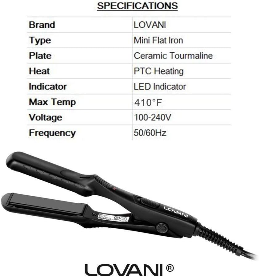LOVANI Mini plancha plana de 0.5 pulgadas, alisadora de pelo de via...