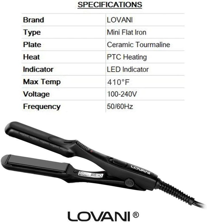 LOVANI Mini plancha plana de 0.5 pulgadas, alisadora de pelo de via...