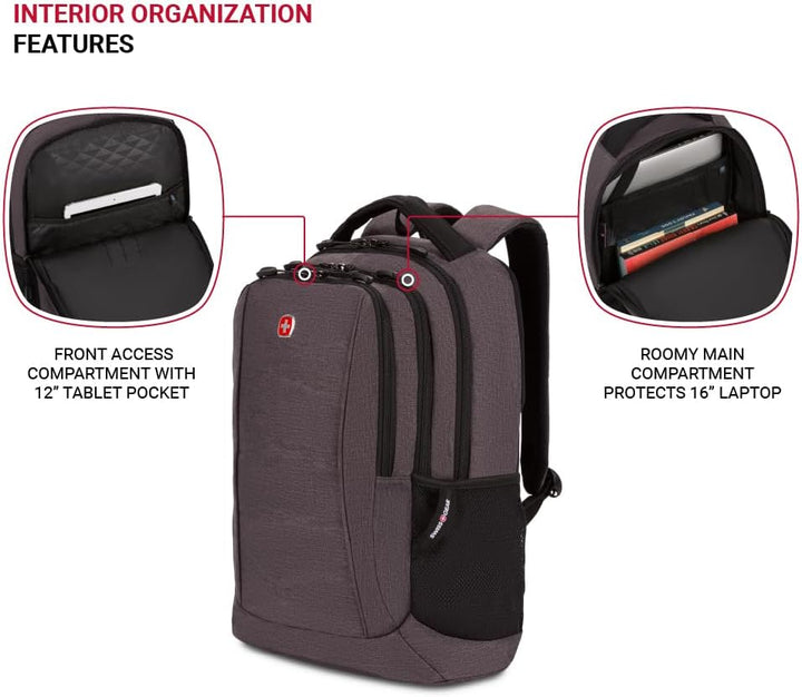 SwissGear Mochila para portátil 5668, Gris oscuro (Dark Grey Heathe...