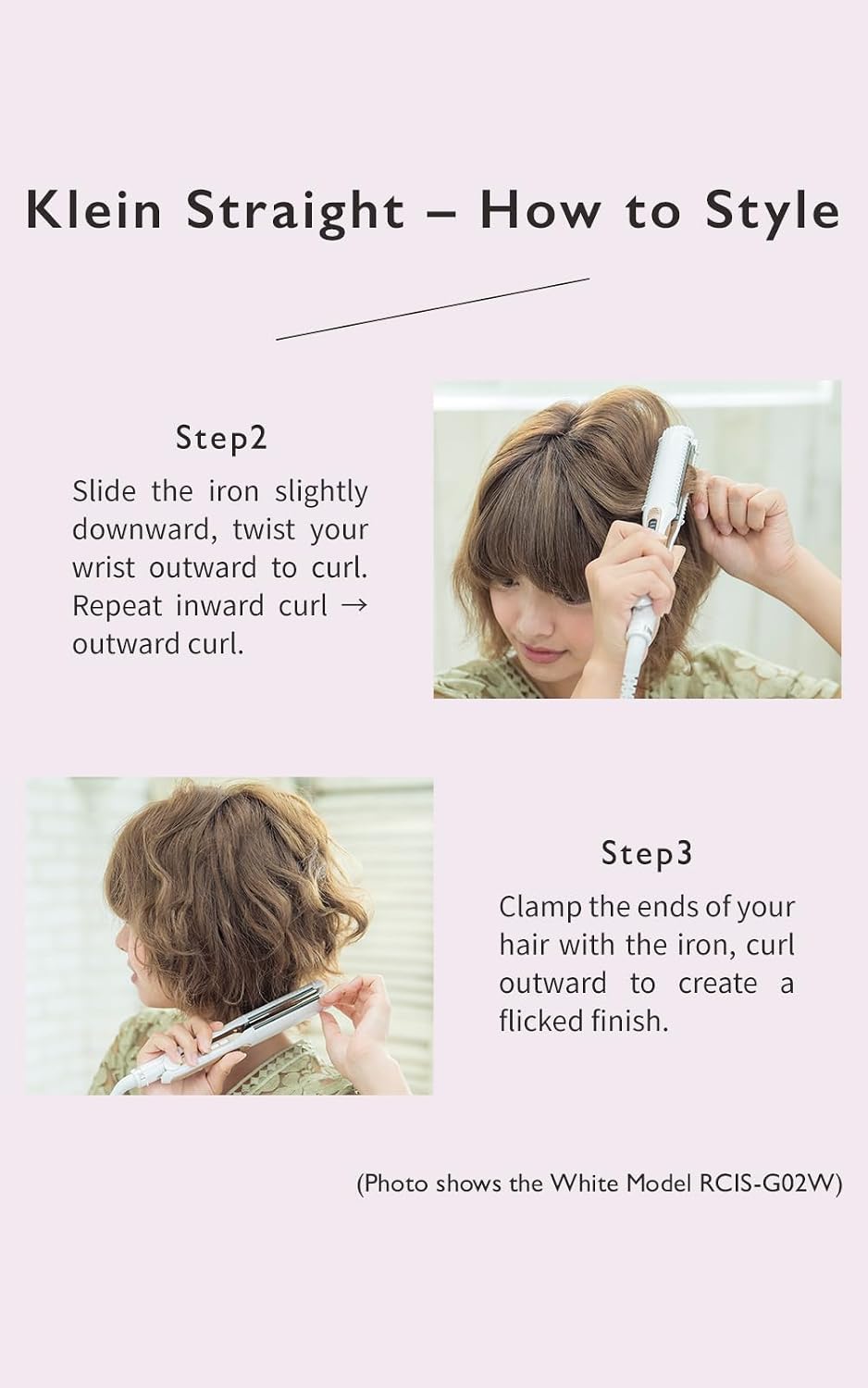 Creates ION - Plancha plana para cabello liso Klein, color rosa, li...
