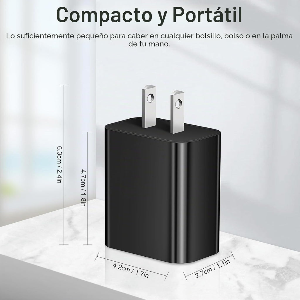 Bloque de carga USB C, cargador tipo C, cargador de pared de 20 W, paquete de 4 para iPhone 16/16 Plus/16 Pro/16 Pro Max/iPhone 15/15 Pro/15 Pro Max/14/13/12 Pro/Samsung//Android (negro)