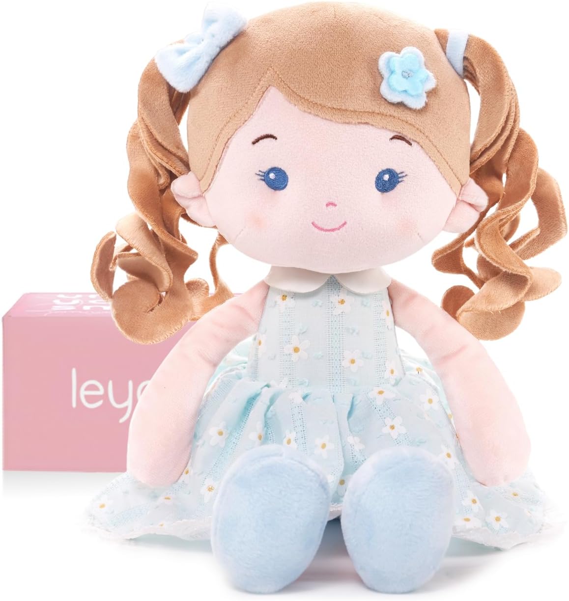 LeyaDoll Muñeca de felpa suave de 16 pulgadas, primera muñeca de trapo, Melia Girl-azul