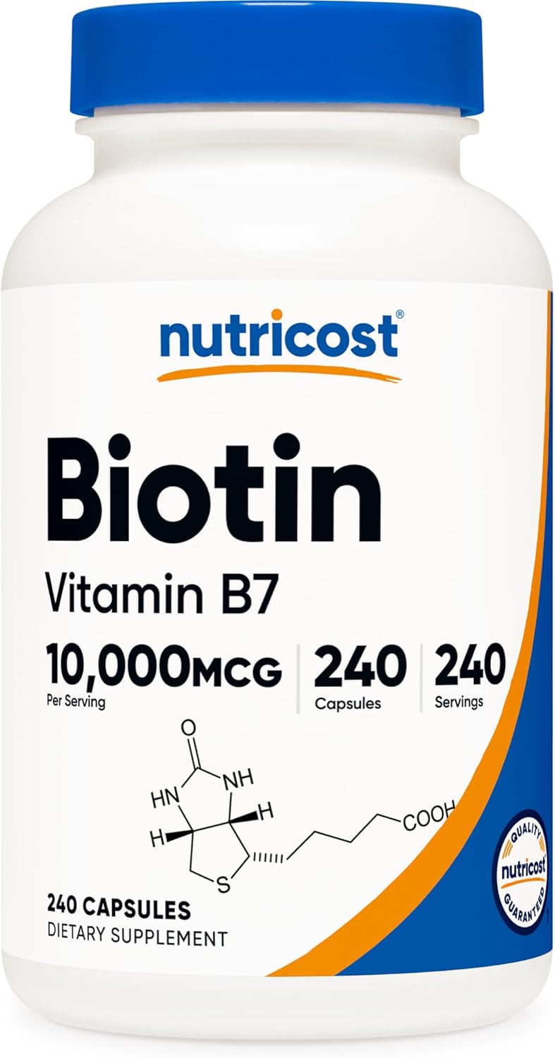 Suplemento Nutricost Biotin (Vitamina B7) 0.00035 oz, 240 cápsulas,...