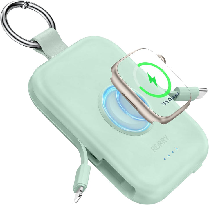 RORRY Cargador portátil, batería externa de 5000 mAh con cables int...