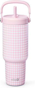 Ello Oasis Go+ - Vaso aislado de acero inoxidable de 26 onzas con popote